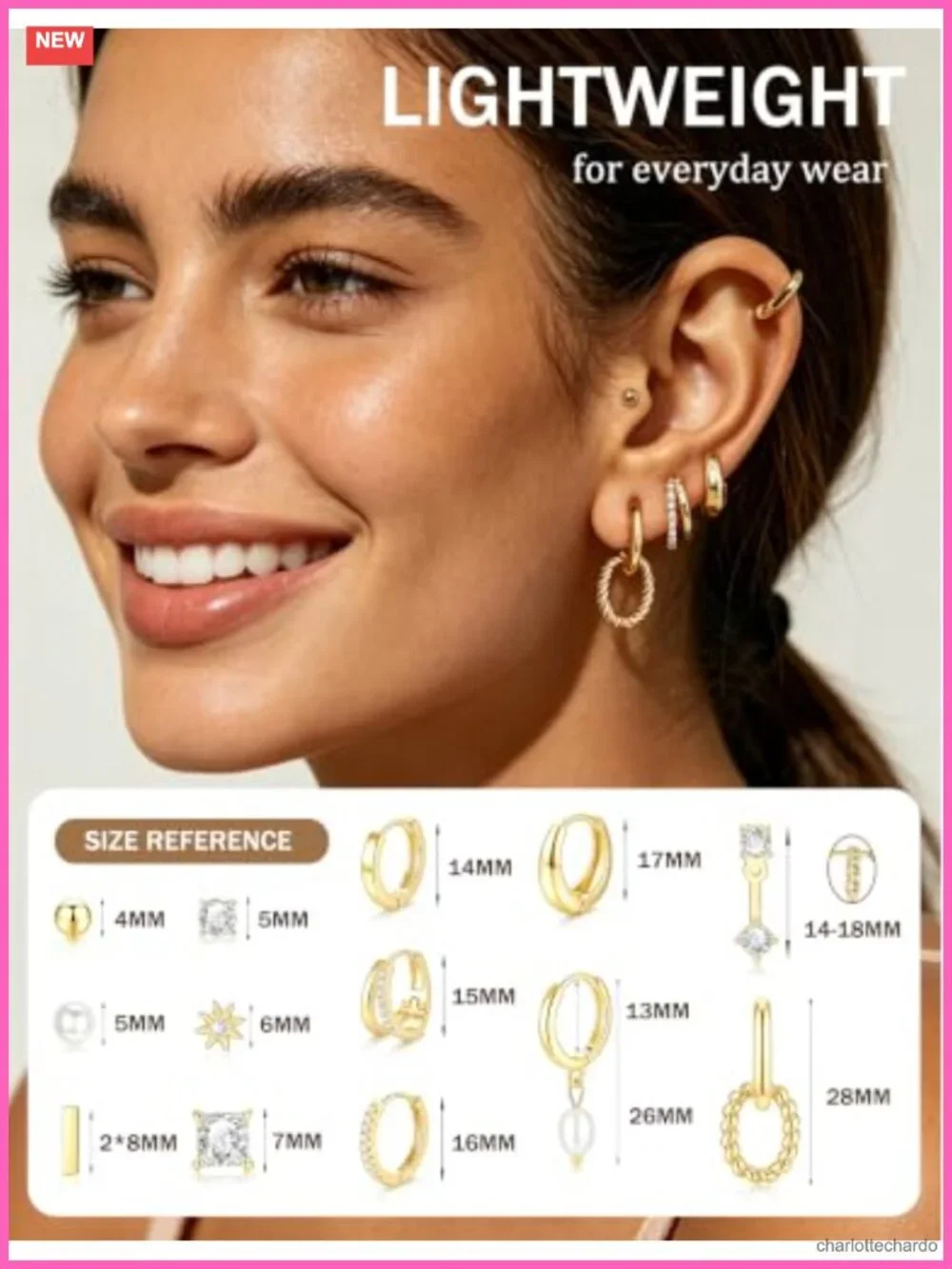 14K Gold Plated Earrings Set for Women, Hypoallergenic Stacking Earrings